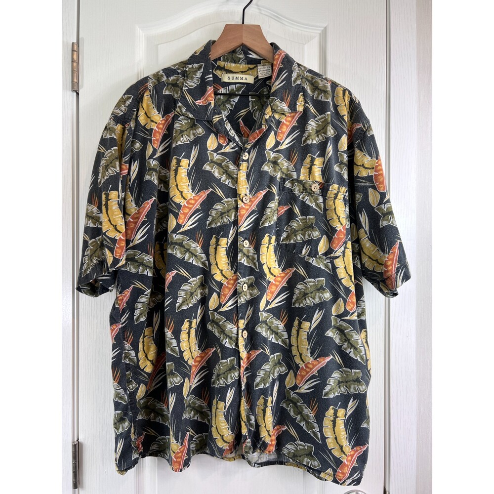 Vintage Summa Men's Hawaiian Shirt Short Sleeve Button Front Size XL